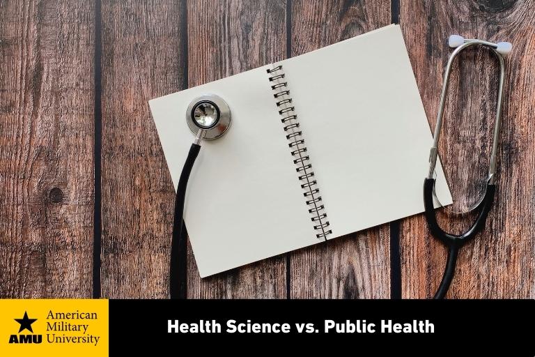 health science notebook with stethoscope