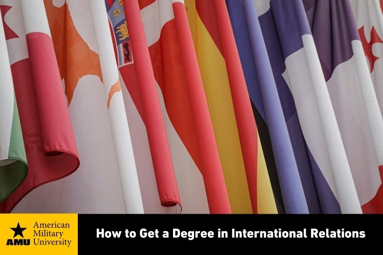 international relations depicted by flags of various countries