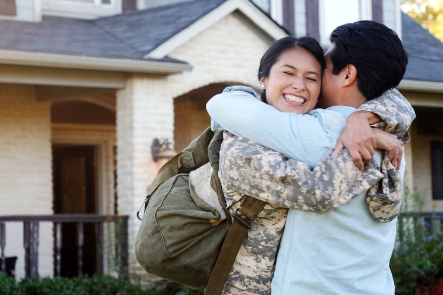 Military Couple Hugging