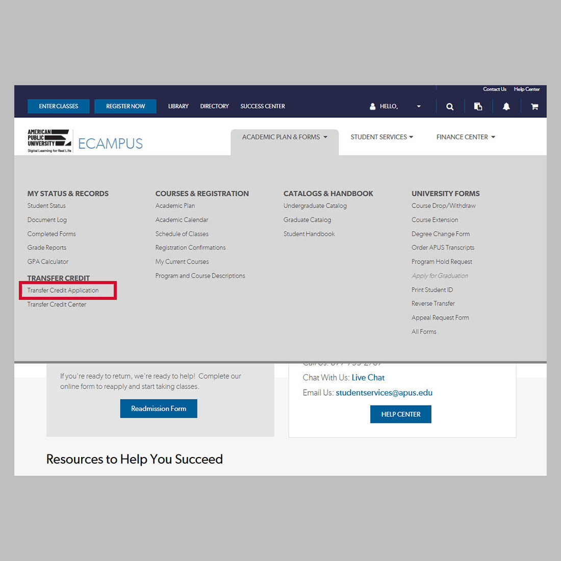 Transfer Credit Application